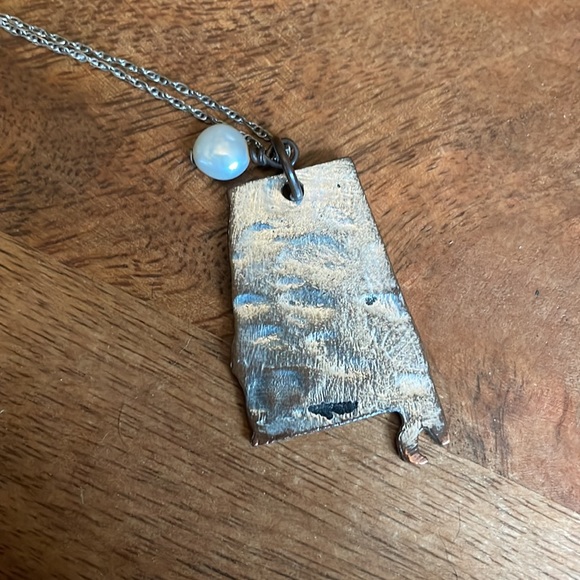 Sterling Silver Alabama and Pearl Necklace 16" HANDMADE - Picture 4 of 6